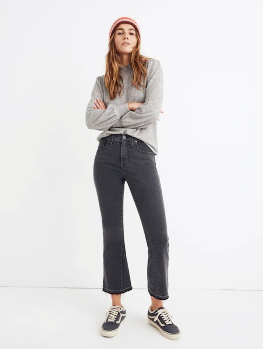 Madewell Cali Demi Boot Washed Black Ankle Crop Jeans Size 30